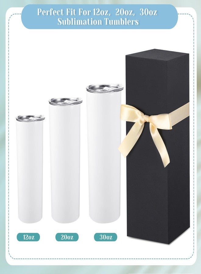 Qilery 12 Sets Gift Boxes with Ribbon for Sublimation Glass Tumbler Gift Boxes for 12oz, 20oz, 30oz Shipping Cup Exhibition Packaging(Black) - Image 4